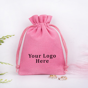 Promotional Pink <b>Drawstring</b> Jewelry Pouch Custom Logo Printing Rectangular Shape <b>Bag</b> For <b>Small</b> Storage Packaging - Product Image 3