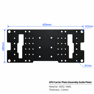 Plaque de montage GPU en aluminium noir sur mesure OEM, fabrication de tôlerie de précision 5052 6061, composants de châssis de serveur - Product Image 1
