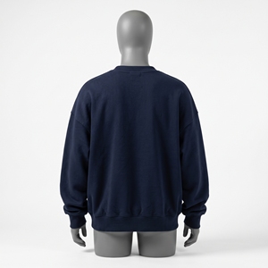 Sudadera Azul Marino de Cuello Redondo, Forro Polar Grueso, Ajuste Oversize, Dobladillo y Puños Acanalados, Estilo Casual Urbano, Top Pullover - Product Image 2