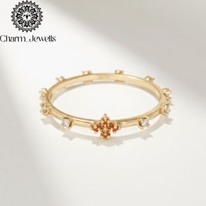 Charm_Jewells 18K Gold Plated Moissanite <b>Ring</b> With <b>Cross</b> Design Minimalist Style Unisex Everyday Wear - Product Image 3