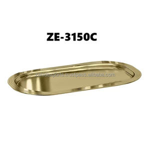 Plateau de service en aluminium fait main exclusif avec des bordures gravées, forme ronde, design moderne multifonctionnel - Zahid Exports India - Product Image 6