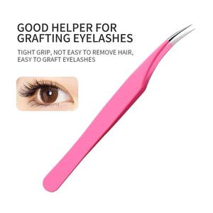 Precision Stainless Steel Eyelash Tweezers Pink Smooth Tip Beauty Tool Series Packaging - Product Image 2