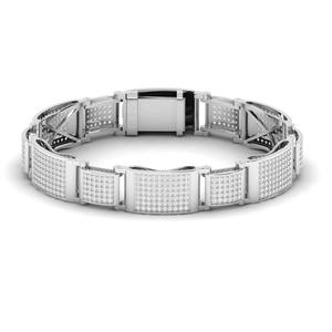 Bracelet à maillons pavés en moissanite VVS taille ronde, plaqué or blanc 14 carats, style hip-hop de luxe pour homme, cadeau de mariage - Product Image 1