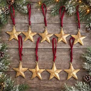 Golden Star Triangle Wall Hanging Metal Multi-piece <b>Decor</b> Set Modern Christmas Home & Commercial <b>Spaces</b> Ornament - Product Image 5