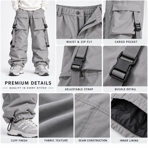 Pantalon de neige cargo imperméable et respirant bleu marine pour homme, fermeture éclair, grandes tailles, plusieurs poches, pour activités hivernales en extérieur - Product Image 5