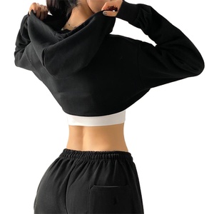 Qualité pure prix abordable tendance style nouveau arrivé marque privée bon fabricant Crop Top sweat à capuche - Product Image 2
