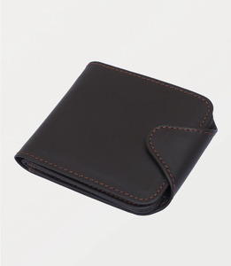 2026 Custom Logo High Quality Genuine Leather Lightweight Men's <b>Wallet</b> Short Length Fashionable Solid Black Snap Closure <b>Wallets</b> - Product Image 5