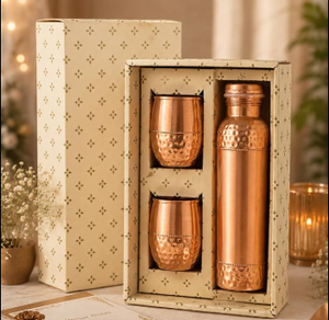 ชุดขวดทองแดงลายดอกไม้พิมพ์ลายสวยงาม พร้อมแก้วน้ำแบบพกพา ดีไซน์ดั้งเดิม - Product Image 6