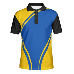Camiseta Polo de Manga Corta para Hombre, Estampado Geométrico Azul y Amarillo, Tejido de Poliéster de Secado Rápido, Ropa Deportiva Informal - Product Image 1