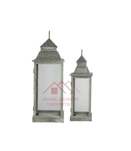 Black Finished <b>Set</b> of 2 Candle <b>Lantern</b> Handmade Metal Candle Holder - Product Image 2