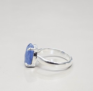 Anillo de Plata de Ley 925 con Piedra Preciosa de Cianita, Estilo Clásico de Lujo, Antideslustre, Diseño Geométrico Solitario - Product Image 3