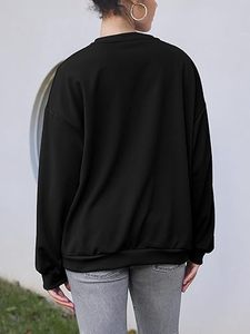 เสื้อสเวตเตอร์ผ้าฝ้ายฟลีซเนื้อหนานุ่มพิมพ์ลายเสือดาวพร้อมตัวอักษรด้านหน้าสำหรับผู้หญิง สไตล์ลำลองใส่สบายช่วงฤดูใบไม้ร่วง - Product Image 3