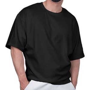 Camiseta lisa para hombre, manga corta, tacto suave, cuello redondo, lista para impresión personalizada, camiseta negra extragrande para hombre - Product Image 3