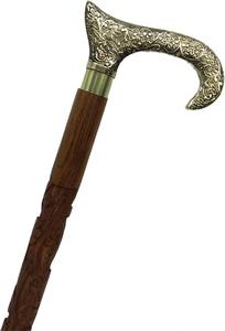 Bastón Victoriano de Madera con Empuñadura de Latón Grabada – Bastón Artesanal para Hombres y Mujeres - Product Image 6