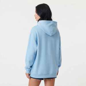 Women <b>Light</b> <b>Blue</b> Oversized Hoodie Letter Print Drop Shoulder Pullover Sweatshirt Front Pocket Hooded <b>Top</b> - Product Image 2
