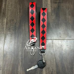 Llavero de Cuero Vacuno a Cuadros de Moda, Accesorios al por Mayor, Correa de Muñeca con Gancho Metálico, Llavero de Cuero Personalizado para Unisex - Product Image 1