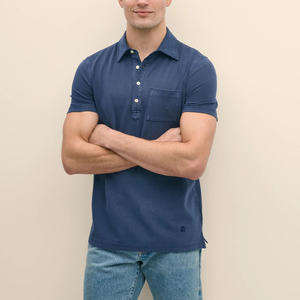 Polo de manga corta para hombre, 3 botones, 100% algodón, tejido transpirable, corte holgado, con logo personalizado impreso, más vendido. - Product Image 1