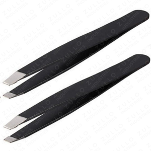 Black Stainless Steel Slanted Eyebrow Tweezers Non Slip Grip Custom Logo Packaging Precision Hair Removal <b>Tool</b> - Product Image 3