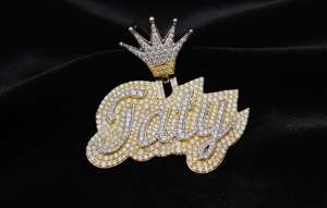 Pendentif Lettre Personnalisée Hip-Hop Iced Out, Pendentif Nom et Numéro, Breloque, Bijoux de Rappeur, Pendentif en Argent 925, Pendentif Double Couche - Product Image 6