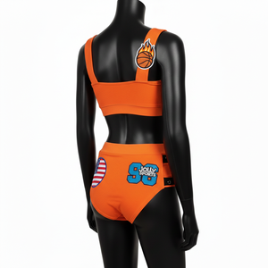 Conjunto de Bikini Premium para Mujer, 225 GSM, Nailon y Spandex, Color Naranja, Estilo Deportivo, Logotipo con Apliques Termoadhesivos - Product Image 5