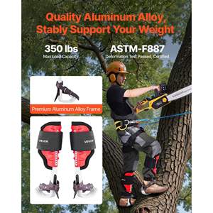 Set di Ramponi per Arrampicata su Alberi in Alluminio, Capacità di Carico 350 Libbre, Cinghie Regolabili in Altezza, Protezioni per Ramponi - Product Image 2