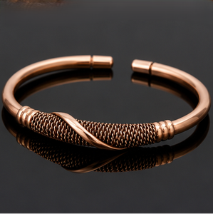 Pure Copper <b>Wire</b> Wrapped Center Accent Open Therapy Bracelet Fashionable Metal Jewelry Exquisite Design Multi Layered Cuff - Product Image 2