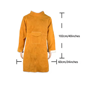 Abrigo Largo de Cuero Vacuno Impermeable y Resistente al Fuego, Traje de Protección, Delantal de Soldadura de Alta Resistencia y Protección - Product Image 3