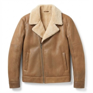 Super Quality Top Rated Men's <b>Shearling</b> Leather Winter <b>Jacket</b> Plus Size Biker Faux Fur <b>Bomber</b> <b>Jacket</b> Wholesale OEM Custom - Product Image 1