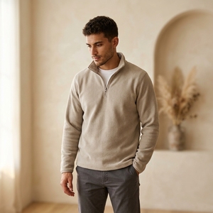 Vente en gros de sweat-shirts pour hommes en coton 100% tricoté, respirants, thermiques, à col rond, à manches longues, pour l'hiver - Product Image 1