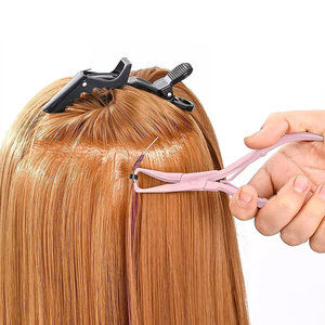 Professional Hair Extension <b>Set</b> With Loop Tool Pink Coated Weft <b>Sewing</b> Application Kit Hairdressing Styling Salon Hair Extension - Product Image 5