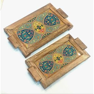 Premium Wooden Serving Tray Printed Decorative <b>Kitchen</b> Tray for Tea Coffee Snacks Breakfast - Product Image 1