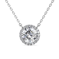 18พันทองขาวชุบ925สร้อยคอเงินที่มี1กะรัต VVS1 Moissanite จี้สำหรับผู้หญิงชะตากรรมเครื่องประดับ
