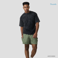 T-shirt en maille unie surdimensionné à effet bouffant, délavé à l'acide, coupe carrée, grande taille, avec logo personnalisé, sérigraphie et broderie, fabriqué en Thaïlande