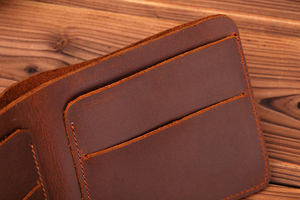 Porte-cartes en cuir véritable pour hommes et femmes, portefeuille fin, étui à cartes de poche, porte-cartes d'identité en cuir fait à la main - Product Image 6