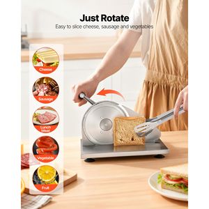 Affettatrice Manuale per Pane a Spessore Regolabile 0-0,6'' - Tagliacarne e Formaggio a Manovella, Affettatrice per Pane Fatto in Casa, Affettatrice Dentellata per Carne - Product Image 3