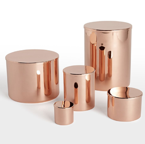 Cinco Hermosos Recipientes de Cocina Hechos a Mano de Latón, Cobre y Acero, Herméticos, para Preservar la Frescura, con Tapas Abatibles Disponibles - Product Image 2