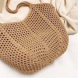 Fashion Jute Crochet Shoulder <b>Bag</b> Woven Tote Handbag Chains Embroidery Two Handles <b>Zip</b> Letter Pattern for Daily Beach Gift Use - Product Image 5