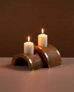 Portavelas de Madera con Diseño Esculpido, Juego de Portavelas de Madera con Forma de Columna, Acabado Natural, Decoración para el Hogar - Product Image 6