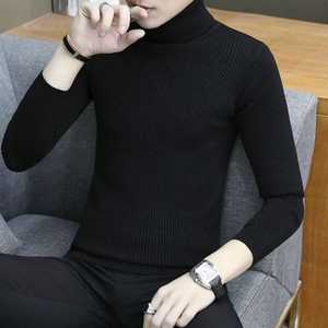 Pull col roulé slim fit pour homme, tricot côtelé, anti-plis, teint uni, vente en gros, OEM - Product Image 2