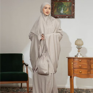 Ensemble de prière musulman pour femmes en rayonne de qualité supérieure, doux et respirant, couleur kaki, Mukena, vêtements islamiques, hijab, abaya, robe de prière de voyage - Product Image 1