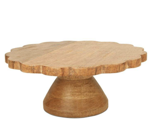 Support à gâteau rond rustique en bois, fait main avec finition en bois naturel pour une présentation élégante des desserts, en provenance d'Inde - Product Image 4