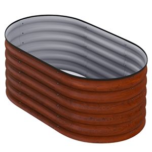 Galvanized 3.4x2ft Raised Garden Bed with Safety Edging Metal <b>Planter</b> Kit for Growing <b>Vegetables</b> Brown Color Garden Supplies - Product Image 1