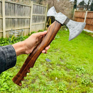 Hacha Táctica de Acero de Damasco Personalizada DIY de Steel Craft International con Espiga Plana y Garantía de 3 Años para Camping, Caza y Bushcraft - Product Image 3