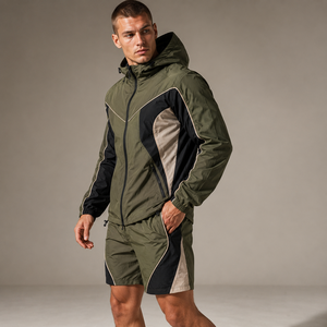 Conjunto de Chaqueta y Pantalones Cortos para Hombre ODM, Cortavientos con Forro de Malla, Transpirable, de Nailon Ripstop, Traje Deportivo, Proveedor de Logotipos Personalizados - Product Image 2