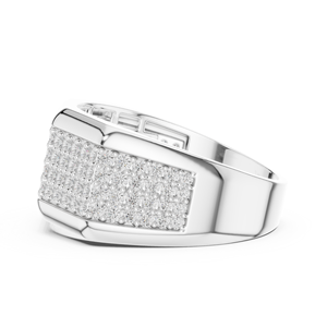 Bague large en or blanc 18 carats pour homme, sertie de diamants de laboratoire, style Imperial Spark, bande de diamants Urban Crown, Prestige Icefield Classic - Product Image 4
