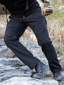 Pantalon de travail pour homme, imperméable, avec fermeture éclair, taille élastique, doublure polaire tactique, coupe-vent, softshell, pour l'hiver - Product Image 6