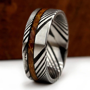 Anillos de Acero de Damasco con Textura en Capas, Hechos a Mano por FOX IMPEX, Joyería Moderna y Duradera, Negro Mate - Product Image 2