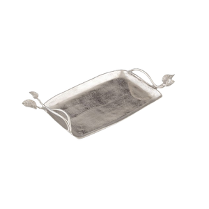 Plateau en métal argenté attrayant, design élégant, plateau de service alimentaire avec poignée, parfait pour les occasions - Product Image 1