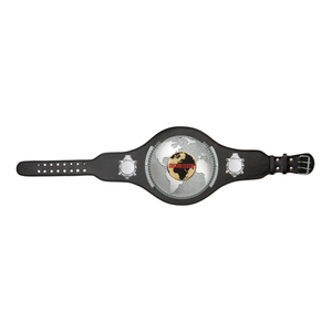 Custom Championship Belt with Globe Emblem and Silver Accents Premium Quality Black Leather Title Belt for Sports & Events - Product Image 1