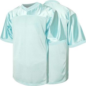 Camiseta Deportiva de Poliéster Azul Claro, Manga Corta, Cuello en V, Ligera, Transpirable, de Malla - Product Image 1